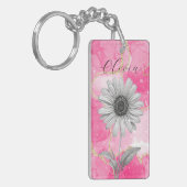 Aangepaste Roze Daisy Flower Sleutelhanger (Voorkant Links)
