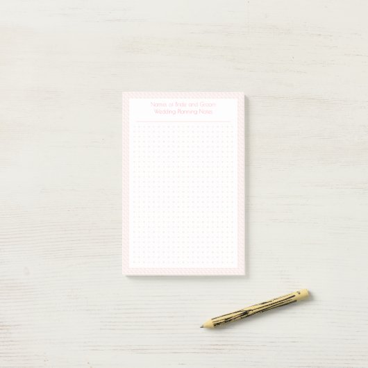 Aangepaste  Roze Dot Grid Wedding Plan Planner Post-it® Notes (Op bureau)