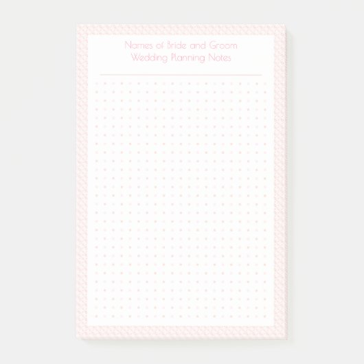 Aangepaste  Roze Dot Grid Wedding Plan Planner Post-it® Notes (Voorkant)