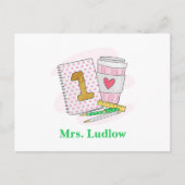 Aangepaste roze eerste klas leraar waardering briefkaart (Voorkant)