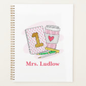 Aangepaste roze eerste klas leraar waardering planner (Voorkant)