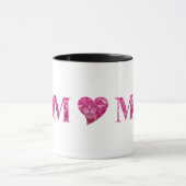 Aangepaste roze Elegant Floral Heart LOVE Typograf Mok (Midden)