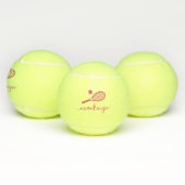 Aangepaste roze Elegant Moderne Manuscript Naam Tennisballen (Multi)