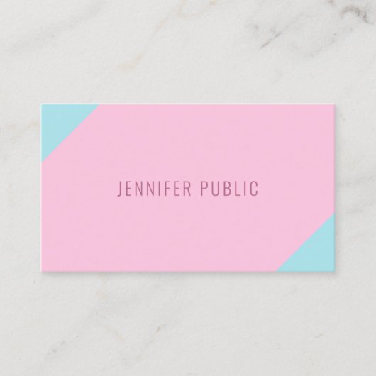 Aangepaste roze en blauwe, moderne, minimale Sjabl Visitekaartje (Voorkant)