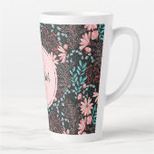 Aangepaste roze en Blauwgroen donkere Floral Latte Mok (Rechts)