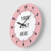 Aangepaste roze en gouden Stippen Grote Klok (Hoek)