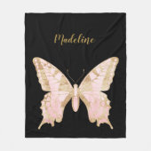 Aangepaste roze en gouden vlinder fleece deken (Voorkant)