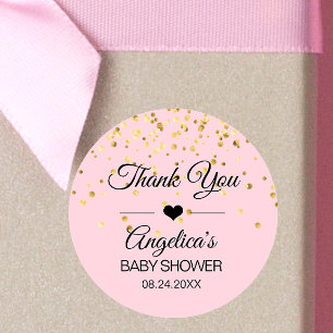 Aangepaste roze- en goudlabels voor Baby shower Ronde Sticker