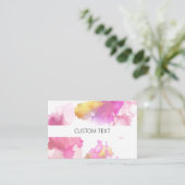 Aangepaste roze en goudWaterverf Visitekaartje (Staand voorkant)