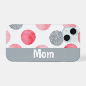 Aangepaste roze en grijze punt iPhone 15 hoesje (Achterkant horizontaal)