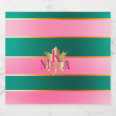 Aangepaste roze en groene monogram drank etiketten (Enkel label)