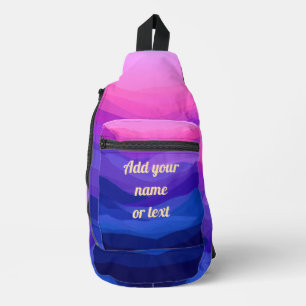 Aangepaste roze en paarse verloopgolven sling bag