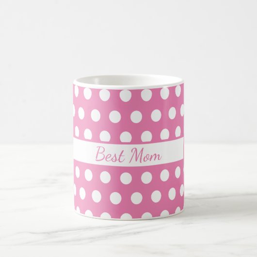 Aangepaste roze en witte Polka Dot Mok (Center)