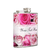 Aangepaste roze en witte rozen Heupfles (Rechts)