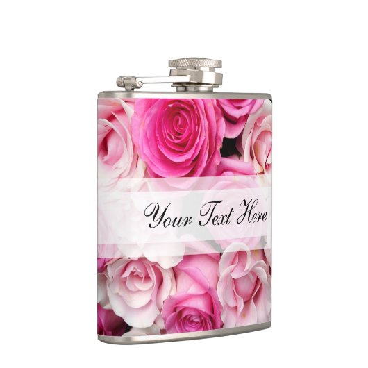 Aangepaste roze en witte rozen Heupfles (Rechts)