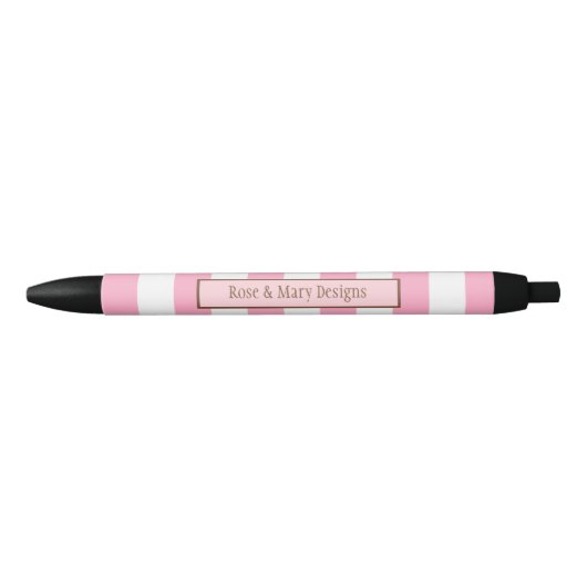 Aangepaste roze en witte strippen zwarte inkt pen (Voorkant)