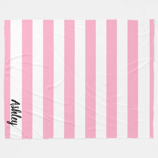 Aangepaste roze en witte stripper fleece deken (Voorkant (Horizontaal))