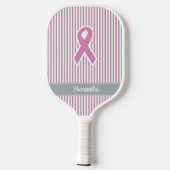 Aangepaste roze- en zilverstrips pickleball paddle (Achterkant)