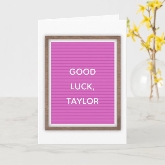 Aangepaste Roze Filten Letterbord Marqueesignaal Kaart (Gele Bloem)