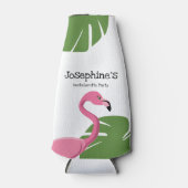 Aangepaste Roze Flamingo Bestemming Bachelorette Flesjeskoeler (Voorkant)