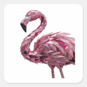 Aangepaste Roze FLAMINGO Cadeausticker Vierkante Sticker