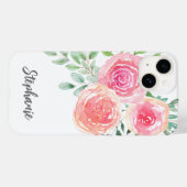 Aangepaste roze Floral Case-Mate iPhone Case (Achterkant (horizontaal))