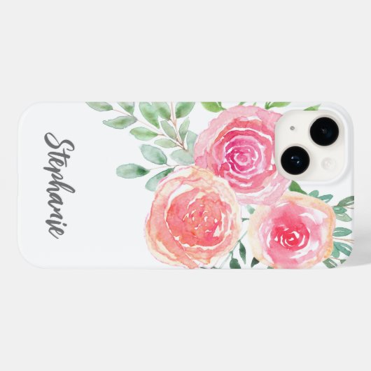 Aangepaste roze Floral Case-Mate iPhone Case (Achterkant (horizontaal))