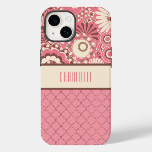 Aangepaste roze Floral-telefoontas Case-Mate iPhone 14 Hoesje