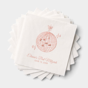 Aangepaste Roze Folie Disco Ball Bat Mitzvah Serve Servetten