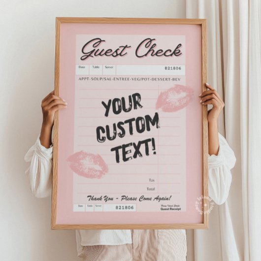 Aangepaste Roze Gast Check Gepersonaliseerde offer Poster