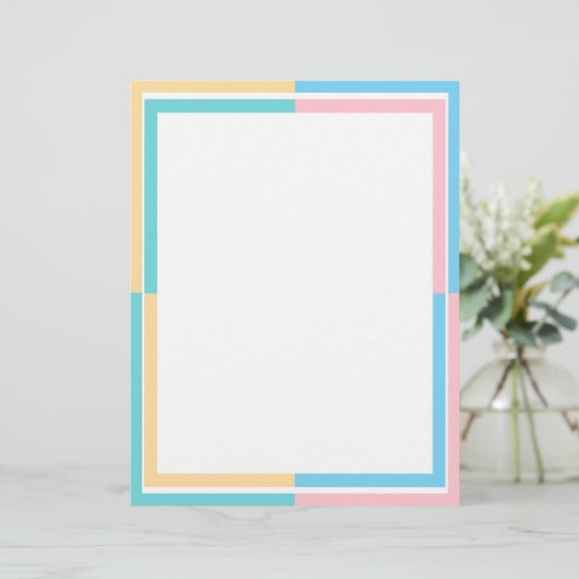 Aangepaste Roze Geel Blauw Groen Blank Sjabloon Briefhoofd (Staand voorkant)