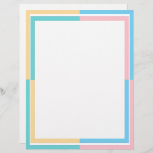 Aangepaste Roze Geel Blauw Groen Blank Sjabloon Briefhoofd (Voorkant / Achterkant)