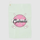 Aangepaste Roze Gepersonaliseerde Golf Clubs Monog Golfhanddoek (Voorkant)