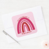 Aangepaste roze getinte Boho regenboog boekenplaat Vierkante Sticker (Envelop)