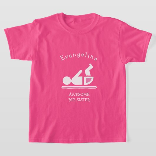 Aangepaste roze GEWELDIGE BIG SISTER T-shirt (Laagn)