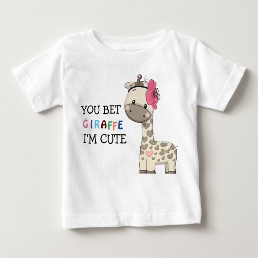 Aangepaste roze Giraffe Baby T-shirt (Voorkant)