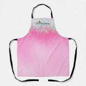 Aangepaste roze glitter-naam Kitchen Apron Schort (Voorkant)