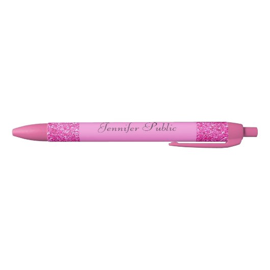 Aangepaste Roze Glitter Persoonlijke Template Meis Rode Inkt Pen (Bodem)