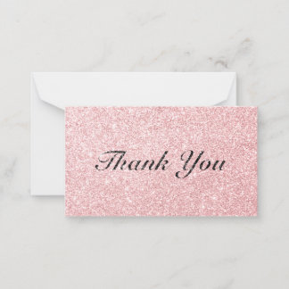 Aangepaste roze glitter-stijl Hartelijk dank Notitiekaartje