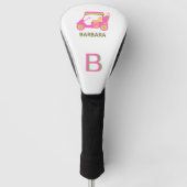 Aangepaste roze Golf Cart Monogram naam Golfheadcover (Voorkant)
