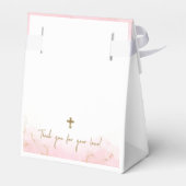 Aangepaste Roze Gouden Kruis Dank u Meisje Doop Bedankdoosjes (Achterkant)
