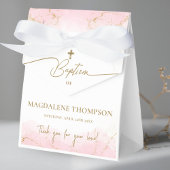 Aangepaste Roze Gouden Kruis Dank u Meisje Doop Bedankdoosjes