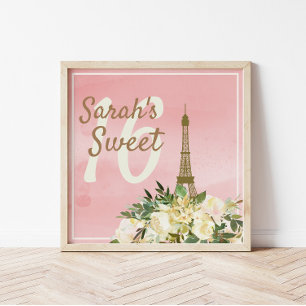 Aangepaste roze goudolietoren - 16 jaar oud poster