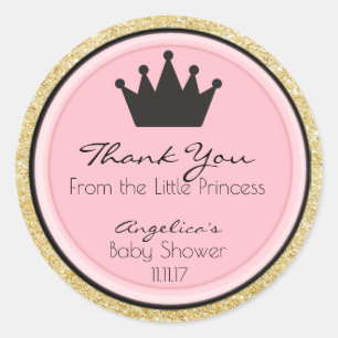 Aangepaste roze goudprinses Baby shower Labels