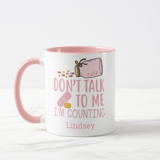 Aangepaste roze grappige apotheker/technische koff mok (Links)