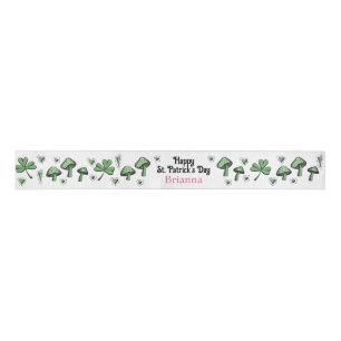 Aangepaste Roze & Groene Shamrock Hart & Paddensto Grosgrain Lint