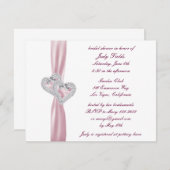 Aangepaste roze harten bruids douche uitnodiging (Voorkant / Achterkant)