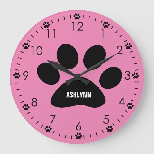 Aangepaste roze hond grote klok (Voorkant)