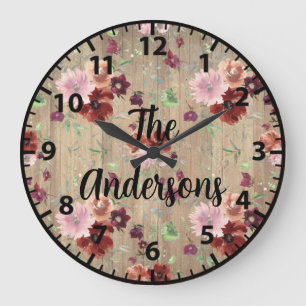 Aangepaste roze houten bloemen Roze en Paarse Roze Grote Klok