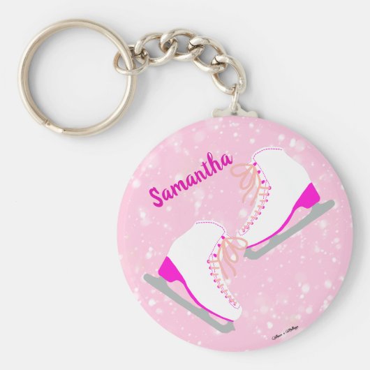 Aangepaste roze ijsSchaatsen bevestigen het Kawaii Sleutelhanger (Voorkant)